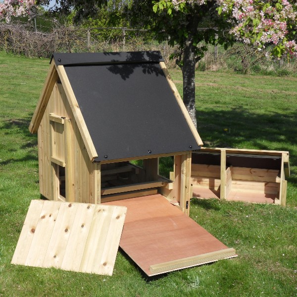 chicken house with 1 side removed